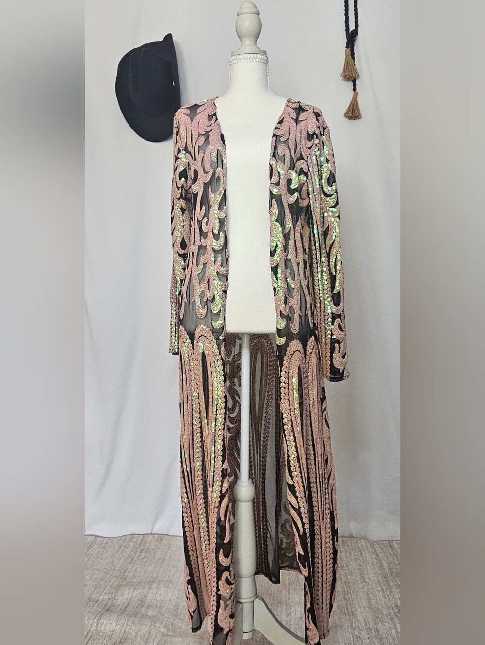 NWT Southern Fried Chics Bubblegum Royal Sequin Duster M NFR Western Glam
